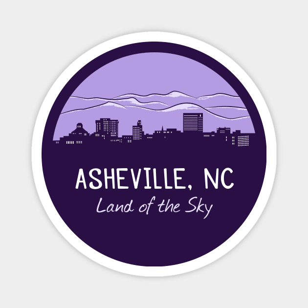 Asheville Cityscape Mountains - Land of the Sky - Purple 07 Magnet by AVL Merch